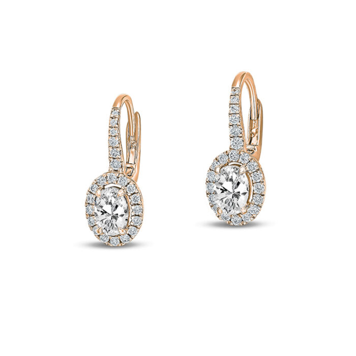 0.50 carat each lab diamond leverback earrings rose gold