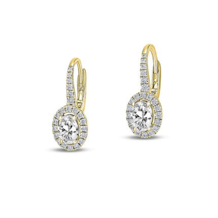 0.50 carat each lab diamond leverback earrings yellow gold