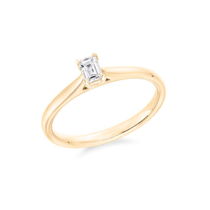 0.50 carat emerald cut solitaire lab diamond ring yellow gold