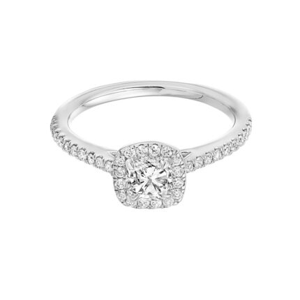 1 carat Cushion Cut lab diamond Halo Ring white gold