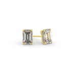 1 carat Emerald lab Diamond Stud Earrings yellow gold