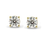 1 carat each lab round diamond earrings yellow gold