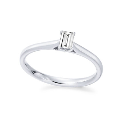 1 carat emerald cut solitaire lab diamond ring white gold
