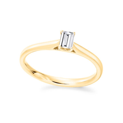 1 carat emerald cut solitaire lab diamond ring yellow gold