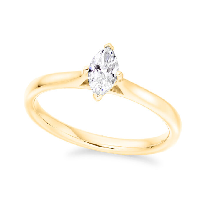 1 carat marquise lab diamond solitaire ring yellow gold