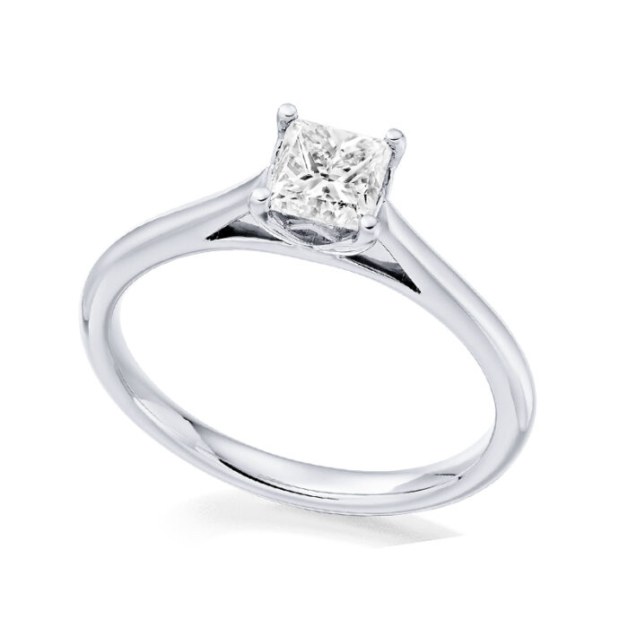 1 carat princess lab diamond solitaire ring white gold