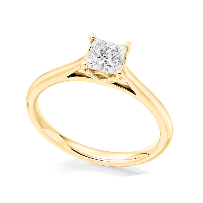1 carat princess lab diamond solitaire ring yellow gold