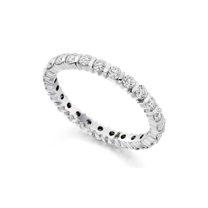 1 carat round lab diamond full eternity ring in bar setting white