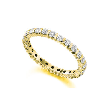 1 carat round lab diamond full eternity ring in bar setting yellow