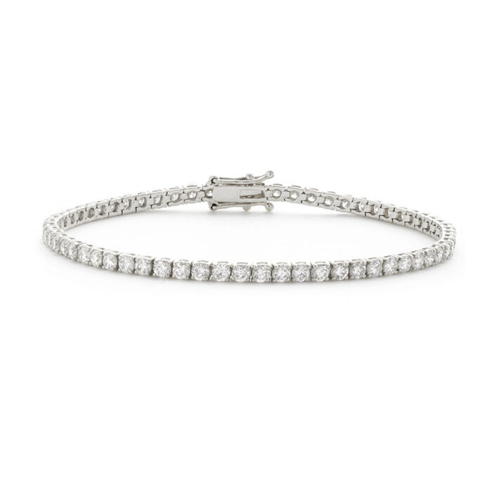 3 carat round lab diamond tennis bracelet white gold