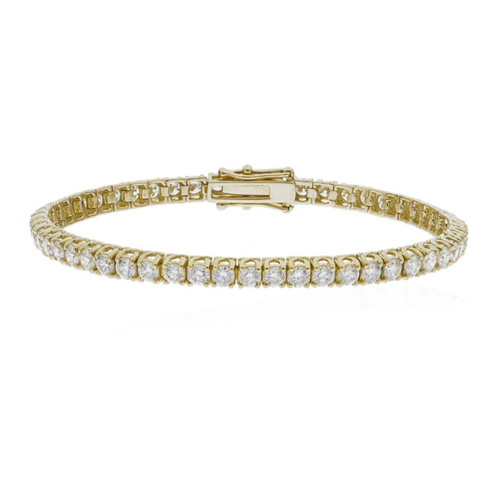 4 carat round lab diamond tennis bracelet yellow gold