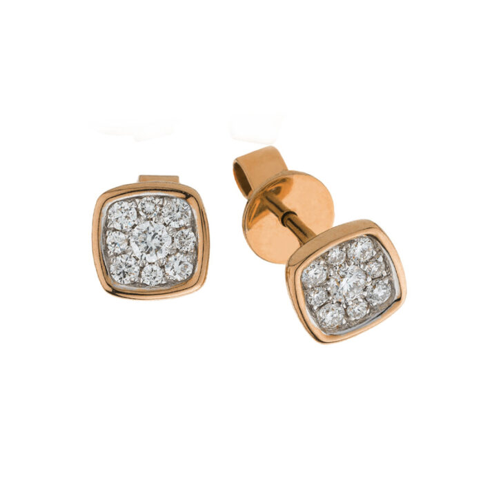 Bezel setting Cluster lab Diamond stud Earrings rose gold