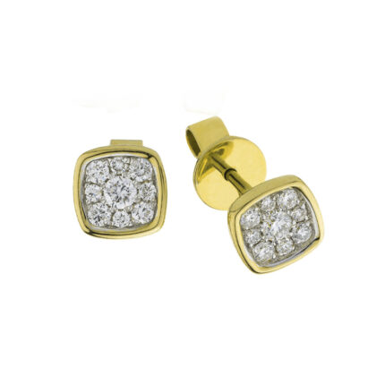 Bezel setting Cluster lab Diamond stud Earrings yellow gold