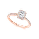 Emerald cut 2 carat lab diamond ring with halo