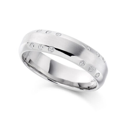 Flush Set Men's lab Diamond Wedding Ring white gold