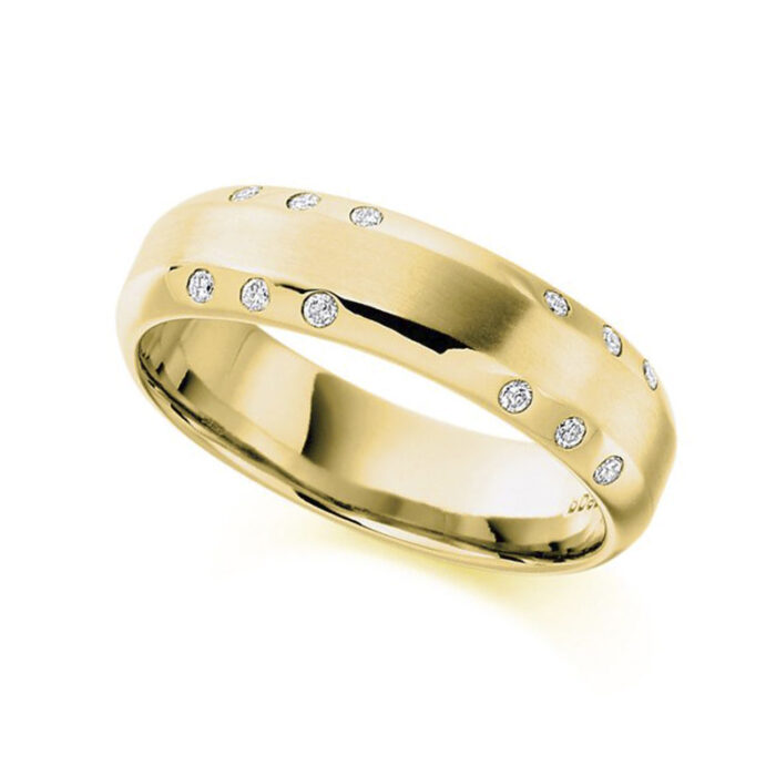 Flush Set Men's lab Diamond Wedding Ring rose gold