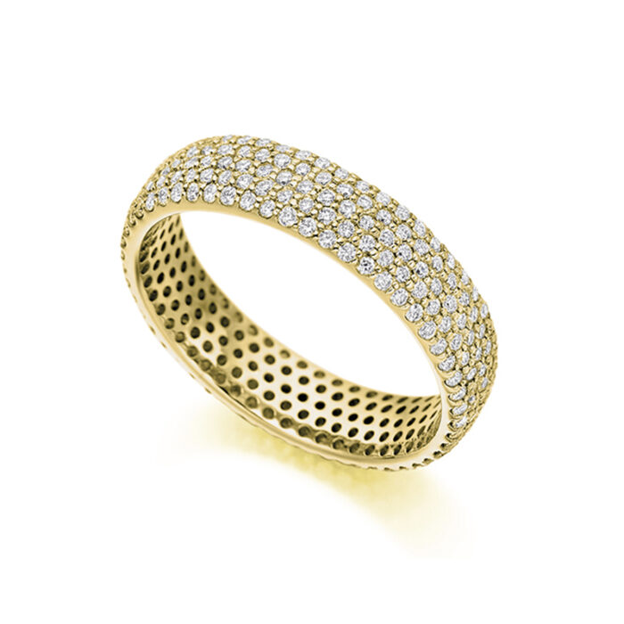 Full eternity Pave-Set Lab Diamond ring yellow gold
