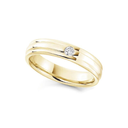 Men's Solitaire lab Diamond Wedding Ring yellow gold