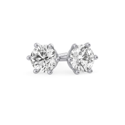 Round lab Diamond Stud Earrings in 6 prongs white gold