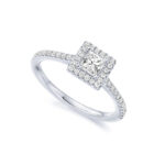 Halo ring with 1 carat princess lab diamond white gold