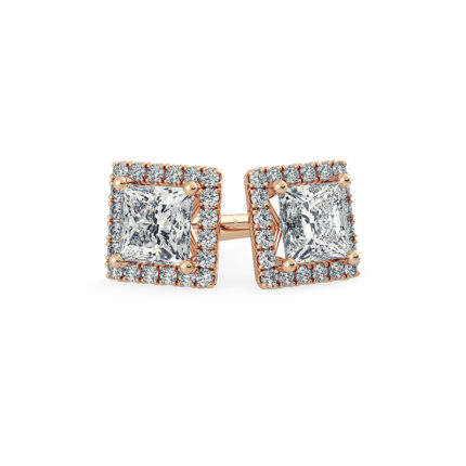 Princess lab diamond stud earrings with halo dubai