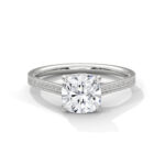 Cushion lab diamond ring with Shoulder diamonds