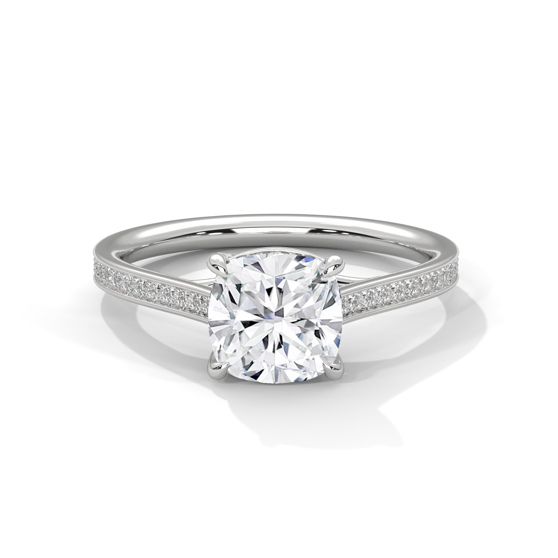 Cushion lab diamond ring with Shoulder diamonds Cushion lab diamond ring with Shoulder diamonds