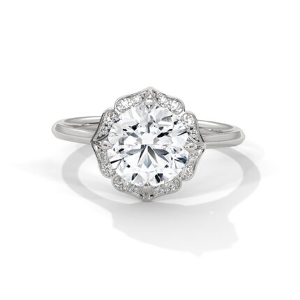 Floral round lab diamond ring